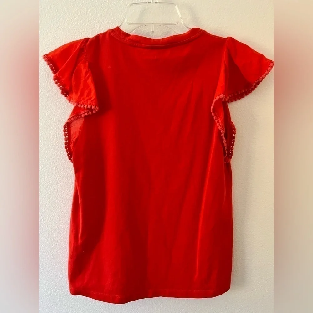 Kate Spade Ruffle Sleeve Orange 100% Cotton XS Top